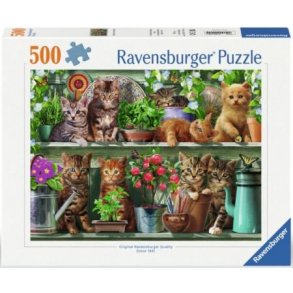 Ravensburger puslespil - 500 brikker med Katte p hylde