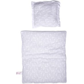 Blomstret Sengest til Dukker 50cm - hvidt