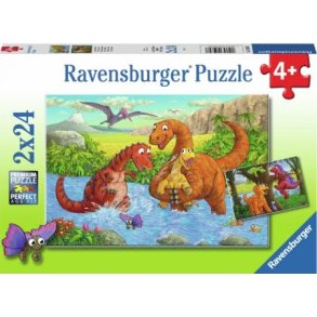 Ravensburger puslespil - 2x24 brikker med Legende Dinosaurer