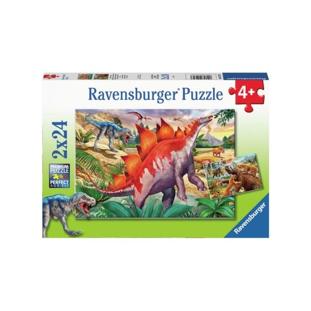 Ravensburger puslespil - 2x24 brikker med Dinosaurer