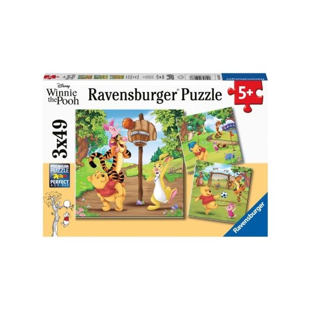 Ravensburger puslespil - 3*49 brikker med Peter Plys