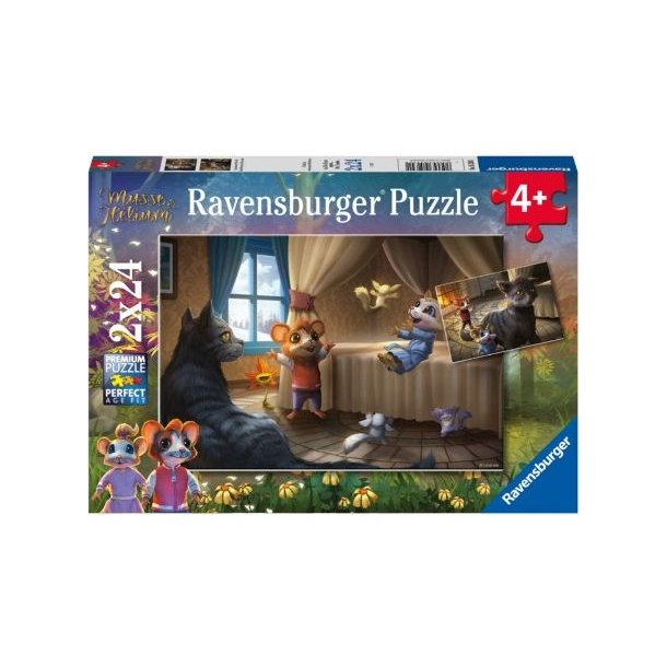 Ravensburger puslespil - 2x24 brikker med Musse og Helium