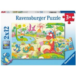 Ravensburger puslespil - 2x12 brikker med dinosaurer