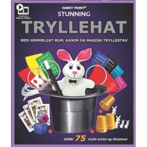 Stunning tryllehat med hemmeligt rum, kanin og magisk tryllestav. 125 tricks