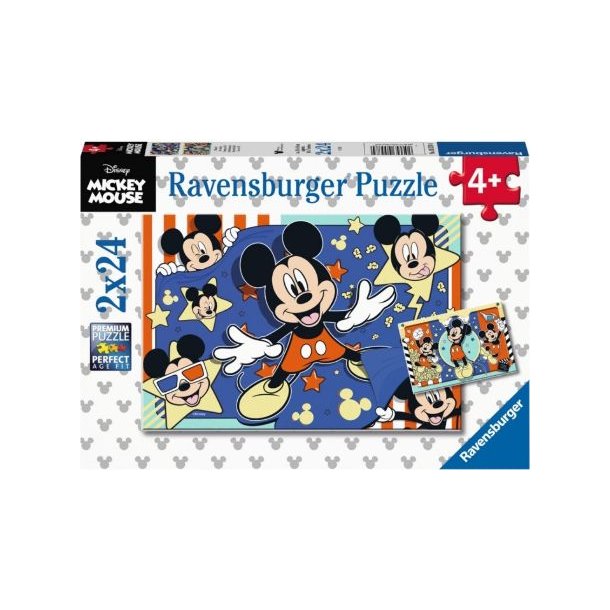 Ravensburger puslespil - 2x24 brikker, med Mickey