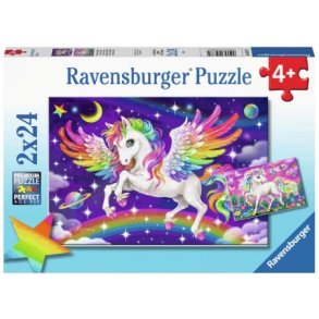 Ravensburger puslespil - 2x24 brikker med enhjrning og pegasus