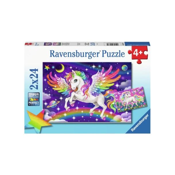 Ravensburger - 2x24 brikker, med enhjrning og pegasus