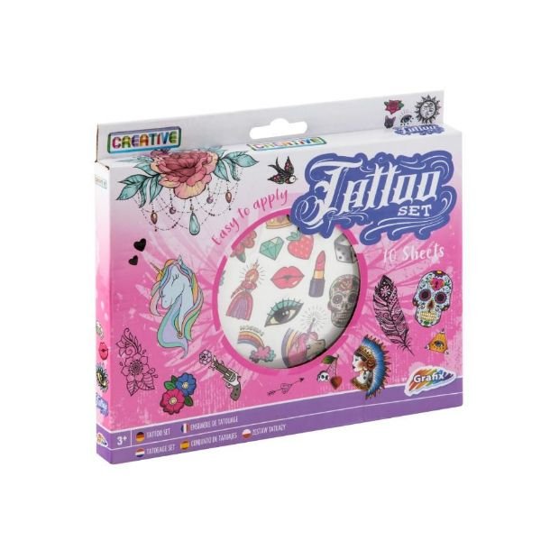 Tatoveringss�t 10 ark - i pink �ske