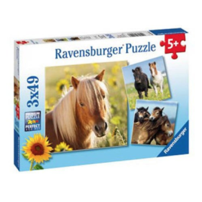 Ravensburger puslespil - 3x49 brikker med Hestekrlighed