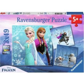Ravensburger puslespil - 3x49 brikker med Frozen Winter Adventures