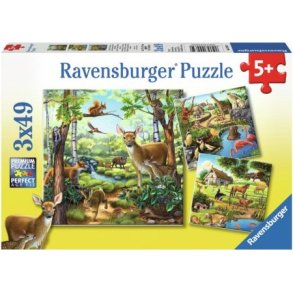 Ravensburger puslespil - 3x49 brikker med dyr