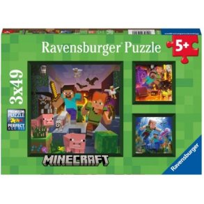 Ravensburger puslespil - 3x49 brikker med Minecraft Biomes