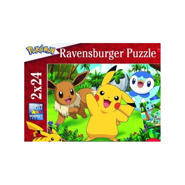Ravensburger puslespil - 2x24 brikker med Pikachu and pals