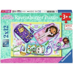 Ravensburger puslespil - 2x12 brikker med Gabbys dukkehus pyjamas party