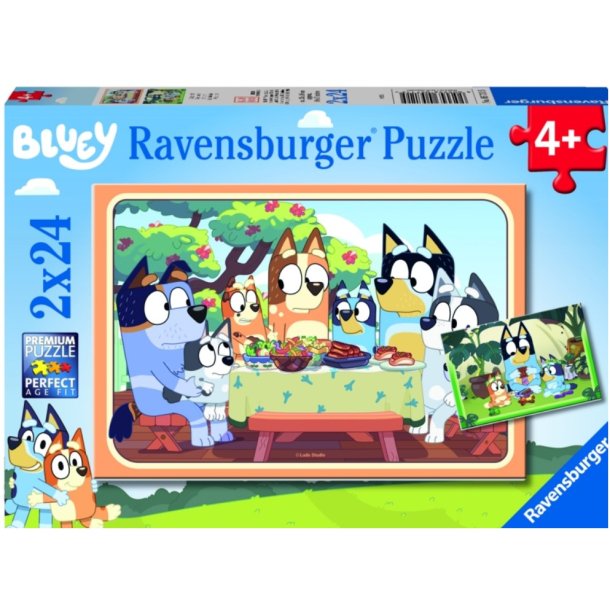 Ravensburger puslespil - 2x24 brikker med Bluey
