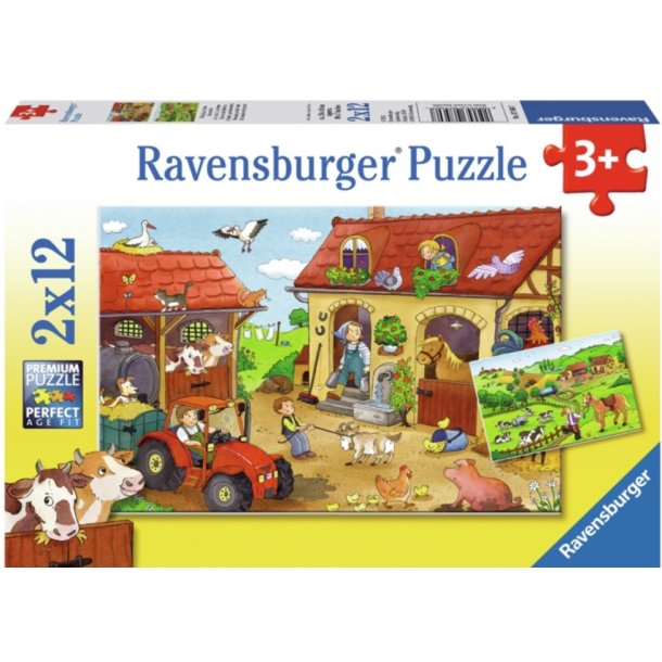 Ravensburger puslespil - 2x12 brikker med Arbejde p� g�rden
