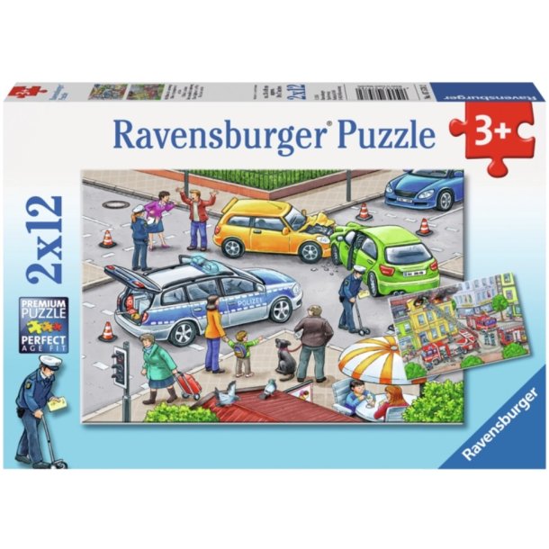 Ravensburger puslespil - 2x12 brikker med Trafikuheld