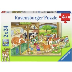 Ravensburger puslespil - 2x24 brikker med En dag p� g�rden