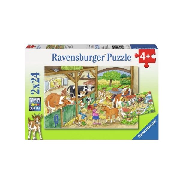 Ravensburger puslespil - 2x24 brikker med En dag p� g�rden