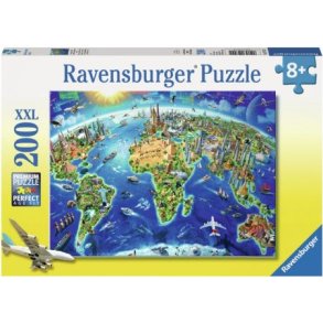 Ravensburger puslespil - 200 brikker med Verdens S�rv�rdigheder