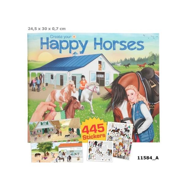 Create Your Happy Horses Aktivitetsbog - 445 stickers