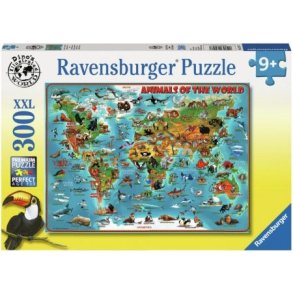 Ravensburger puslespil - 300 brikker med Dyrekort
