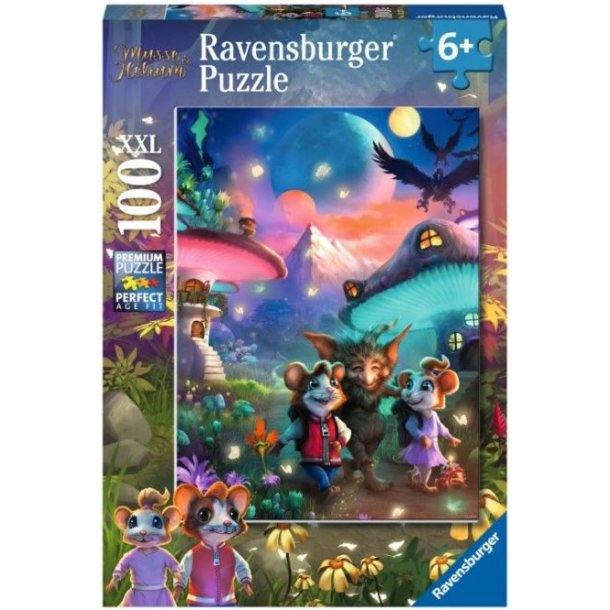 Ravensburger puslespil - 100 store brikker, med Musse og Helium