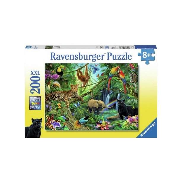 Ravensburger puslespil, 200 brikker med dyr i junglen