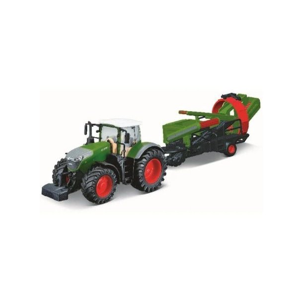 Burago Traktor m. kultivator Fendt 1050 Vario 10cm grn