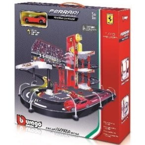 BURAGO FERRARI - Ferrari racer garage med 1 bil 1:43