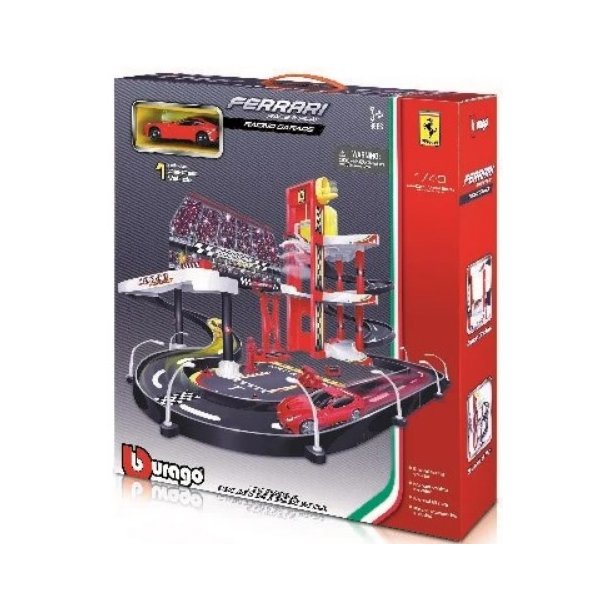 BURAGO FERRARI - Ferrari racer garage med 1 bil 1:43