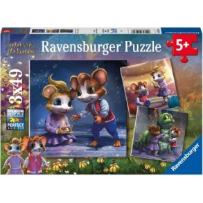 Ravensburger puslespil - 3x49 brikker med Musse og Helium
