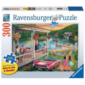 Ravensburger puslespil - 300 brikker med Summer at the Lake - Store brikker