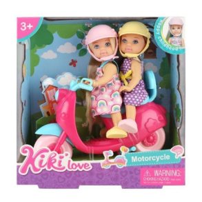 Kiki 2 stk 11 cm dukker m/motorcykel +3r