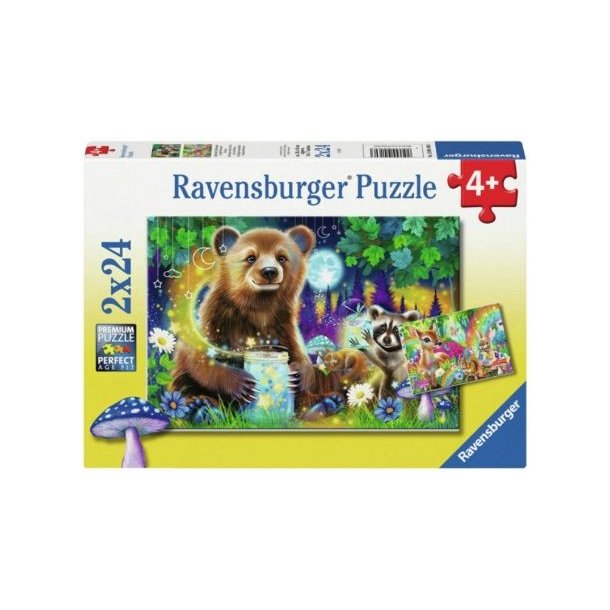 Ravensburger puslespil - 2x24 brikker med Skovdyr
