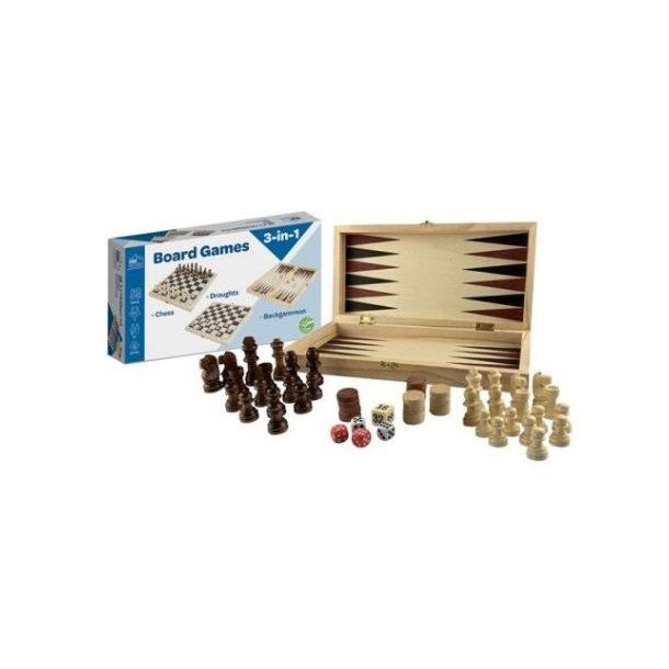 3-i-1 Brtspil - Skak/Dam/Backgammon