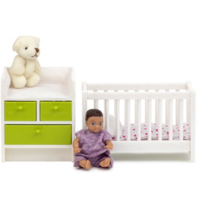 Lundby baby tremmeseng+puslebord
