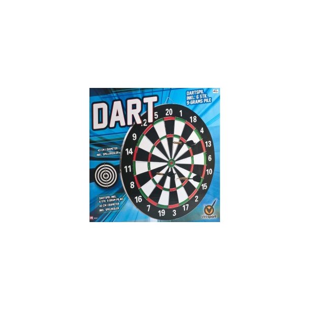 Vini stor dartspil med 6 pile