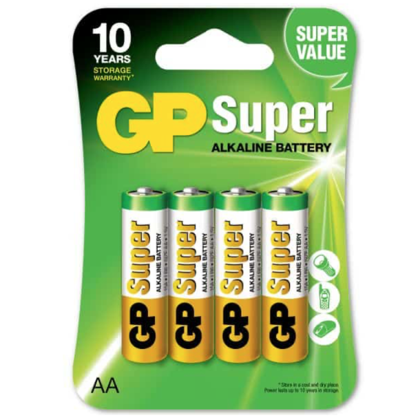Batterier 2xAA 4stk pak Alkaline super GP