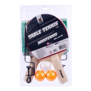 Bordtennisst med bat, bolde og net