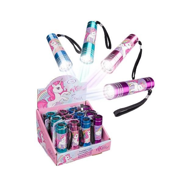 4-Girls alu lygte med enhj�rninger 9led