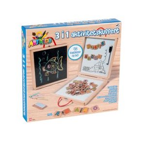 3-i-1 aktivitetskuffert i tr. Kridttavle og magnettavle