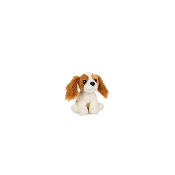 Spaniel hund 20 cm lysbrun/hvid