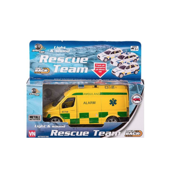 Rescue team vogn - Biler, køretøjer flyvemaskiner Pipilegetøj