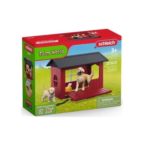 Schleich Hundekennel med 2 Golden retrievers