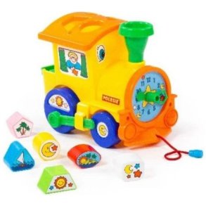 POLESIE Puttekasse tog med klodser 22x14,8x18cm i net