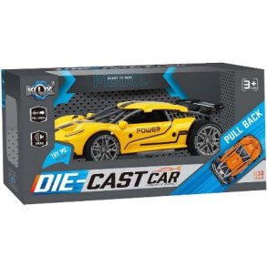KLX Die-cast pull back bil med lyd - gul