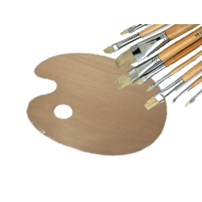 Malerpalet m. 9 pensler