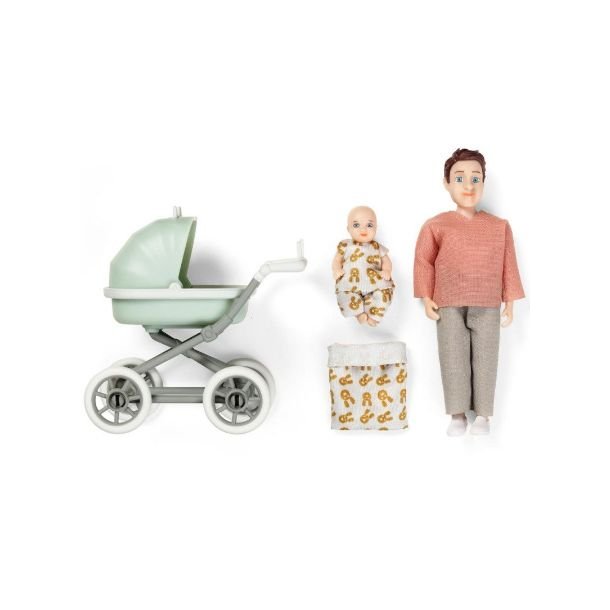 Lundby Far m. Baby og Barnevogn