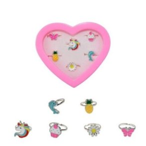 Hjerte�ske med 6 stk. s�lvringe